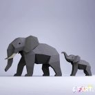 Elefánt Mama és Baba - DIY Papír Készlet
