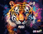 Számfestő Készlet - Színes absztrakt tigris  (40x50cm, Keret nélkül)