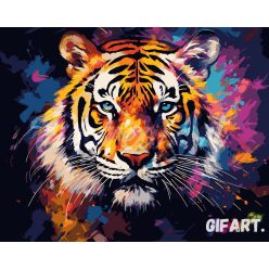   Számfestő Készlet - Színes absztrakt tigris  (40x50cm, Keret nélkül)