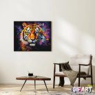 Számfestő Készlet - Színes absztrakt tigris  (40x50cm, Keret nélkül)