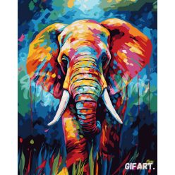   Számfestő Készlet - Absztrakt színes elefánt  (40x50cm, Keret nélkül)