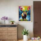 Számfestő Készlet - Színes absztrakt jávorszarvas  (40x50cm, Keret nélkül)