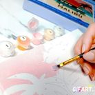Mini Számfestő Készlet - Madár az ágon  (20x20cm, keretre szerelt)