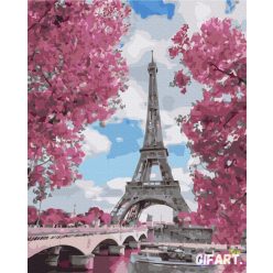Tavaszi Eiffel torony - Számfestő készlet (kereten 40x50)