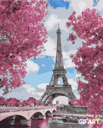 Tavaszi Eiffel torony - Számfestő készlet (kereten 40x50)